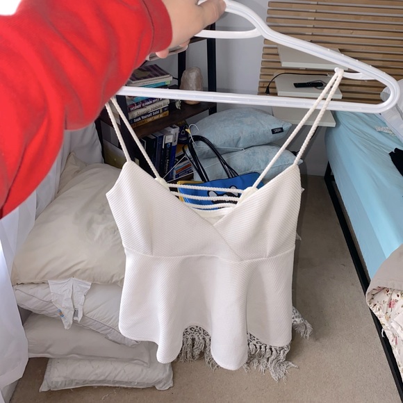 Pull & Bear. size Small, off-white, fancy tank top - Picture 1 of 3